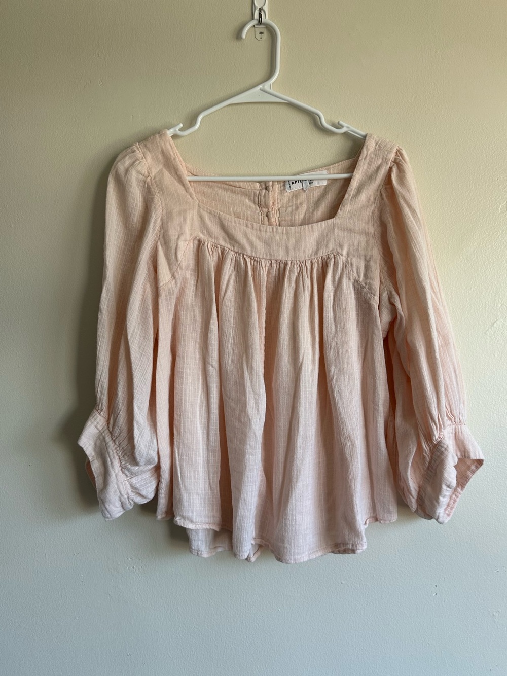 Apiece Apart light Pink  Puff Sleeve  Peasant Blouse Size 6